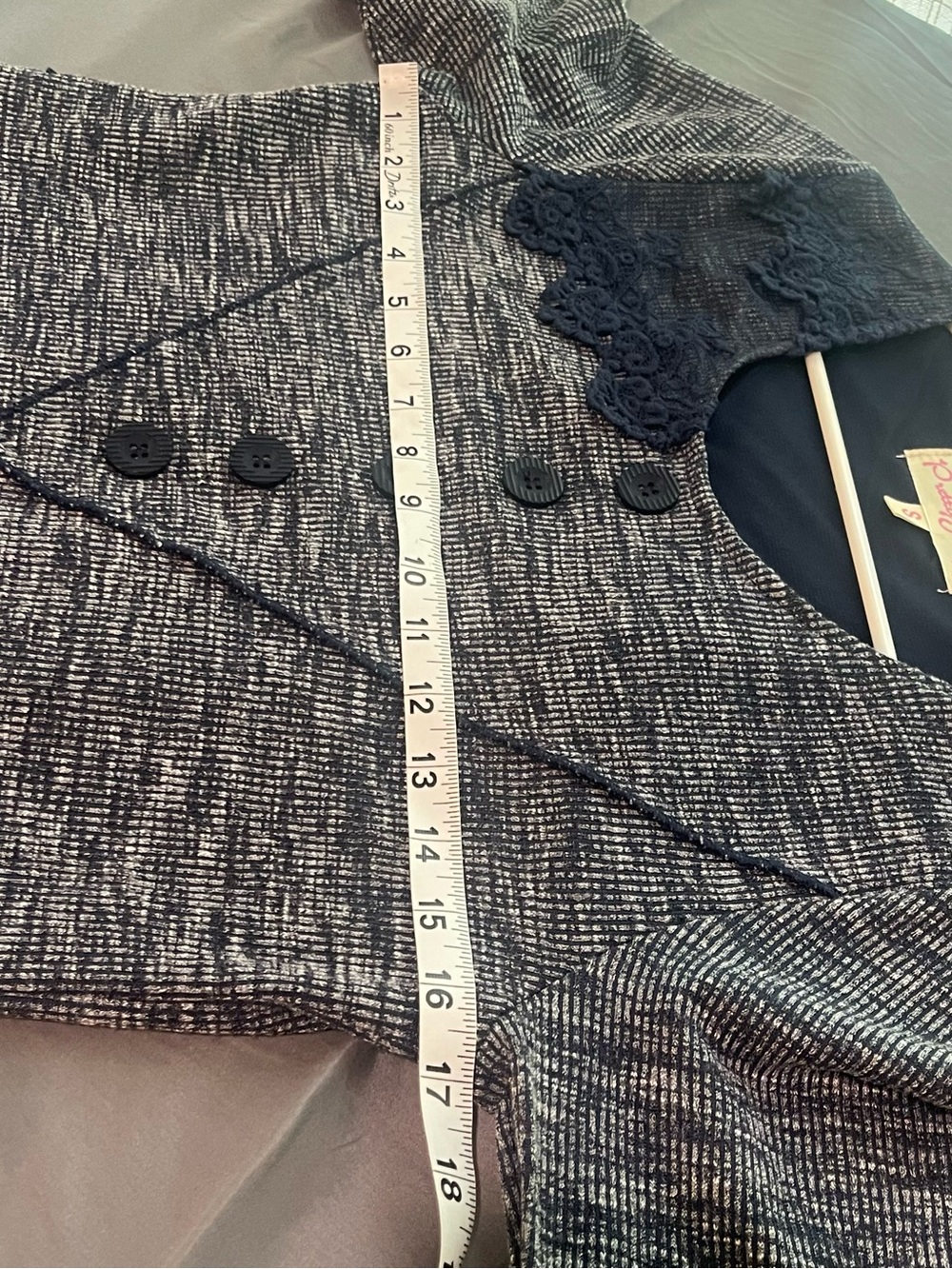 Pretty Angel Navy & Heather Gray Lace-Trim Asymmetrical Knit Dress - Picture 6 of 9